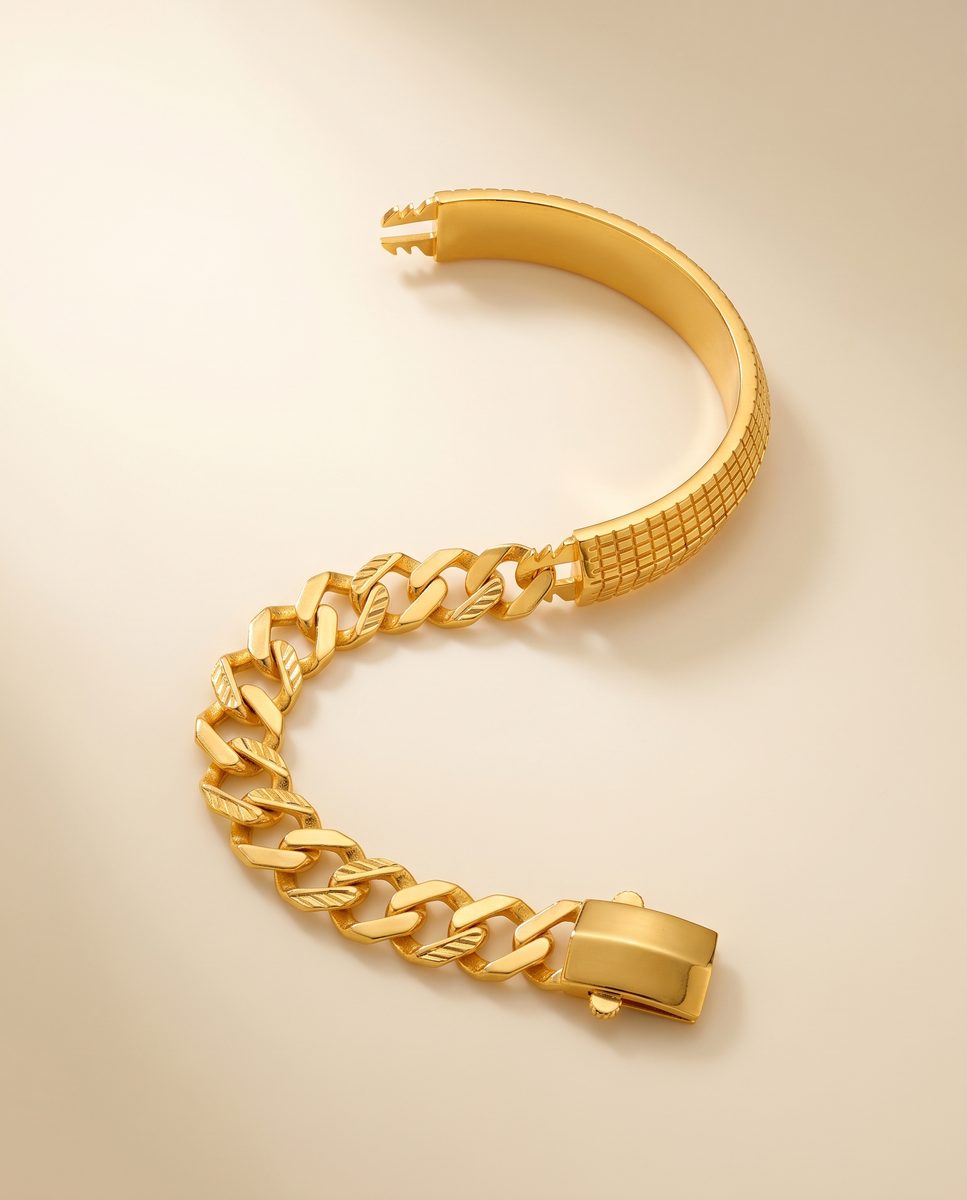 Darshan Jewels Men's Gold Fancy Kada - 5 FancyKada