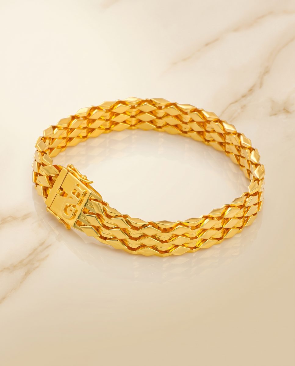 Darshan Jewels Men's Gold Fancy Kada - 8 FancyKada