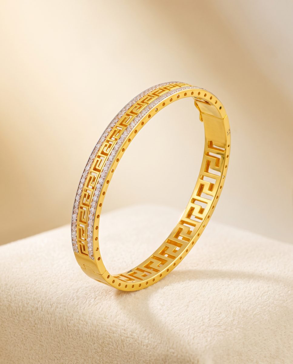 Darshan Jewels Men's Gold Kada - 3 Kada